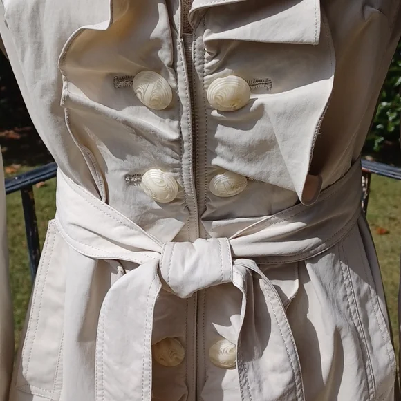 Kenar - Cream Multi Button Ruffled, Belted,Lined and Water Resist Jacket WS - Picture 2 of 16
